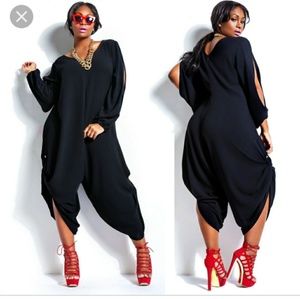 Long Sleeve Chiffon Baggy Harem Jumpsuit 